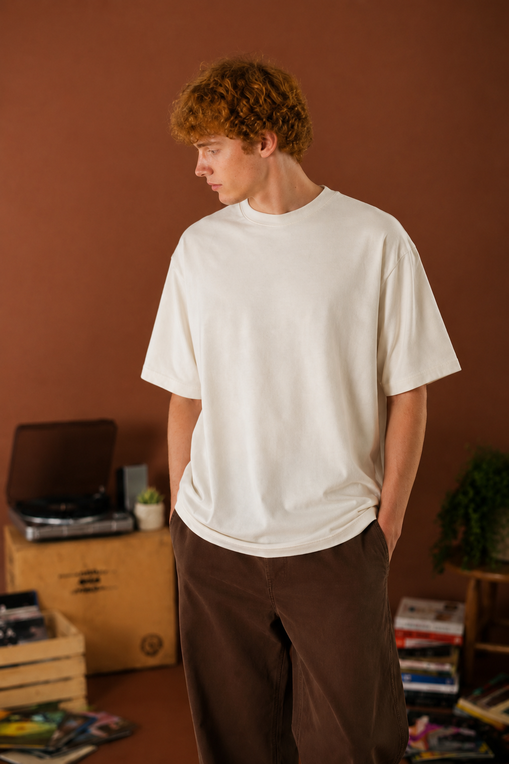 Relaxed fit off-white tee