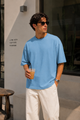 Relaxed fit blue tee