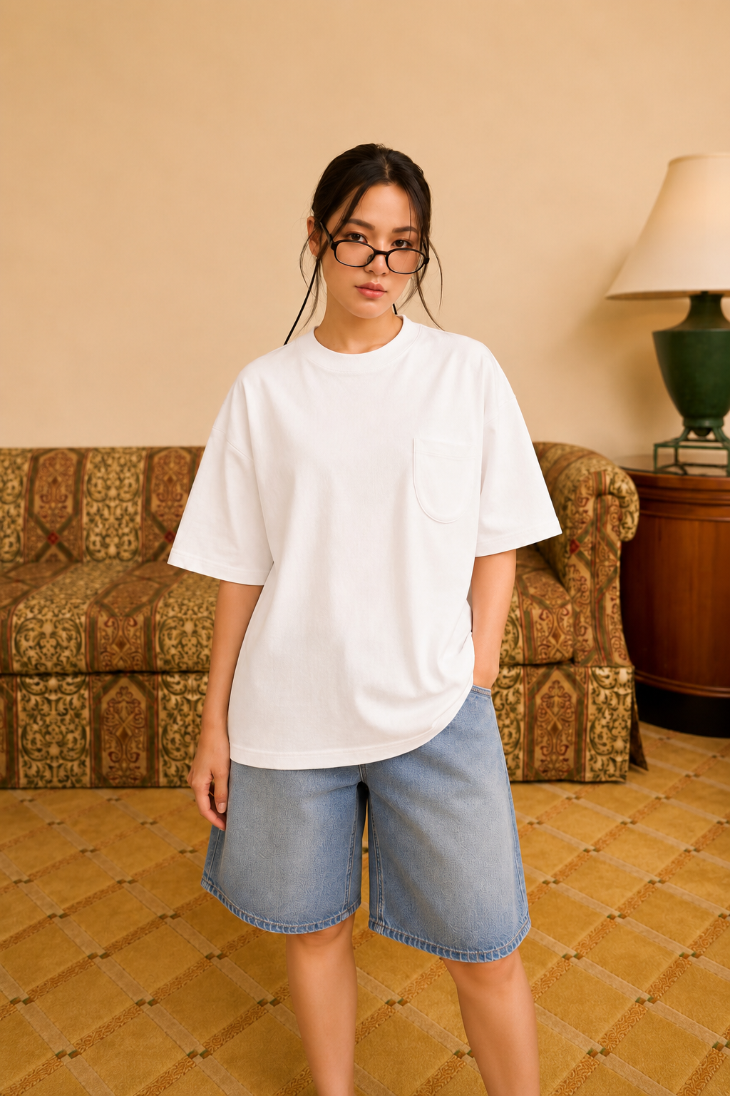 Women's basic relaxed fit white tee