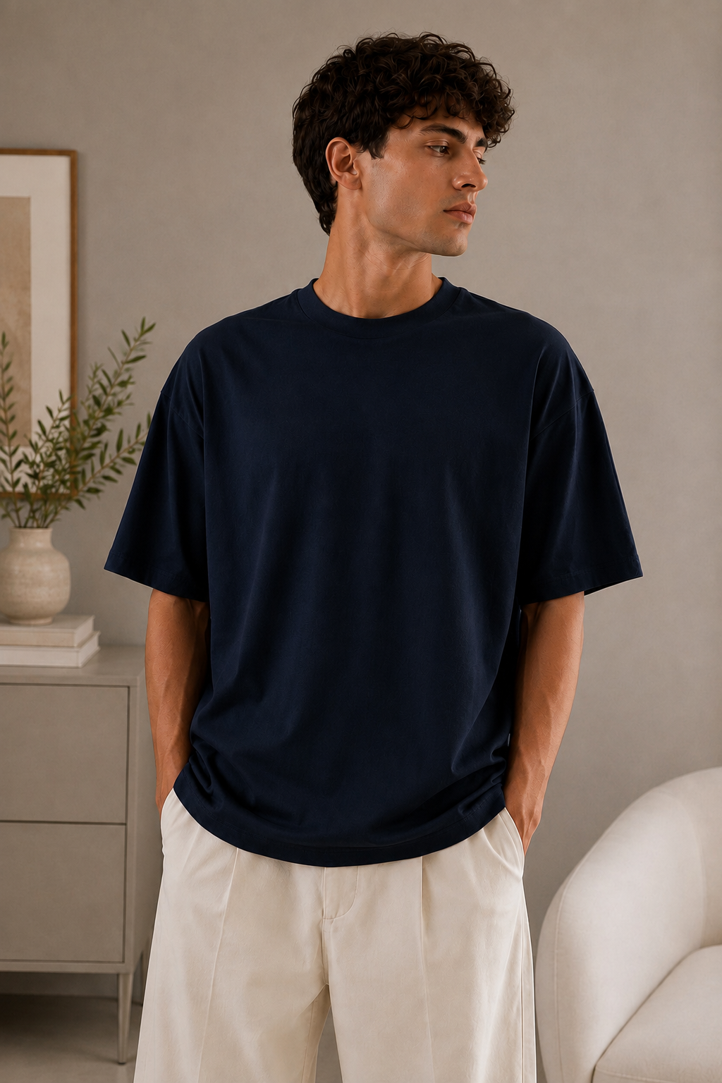 Relaxed fit navy tee
