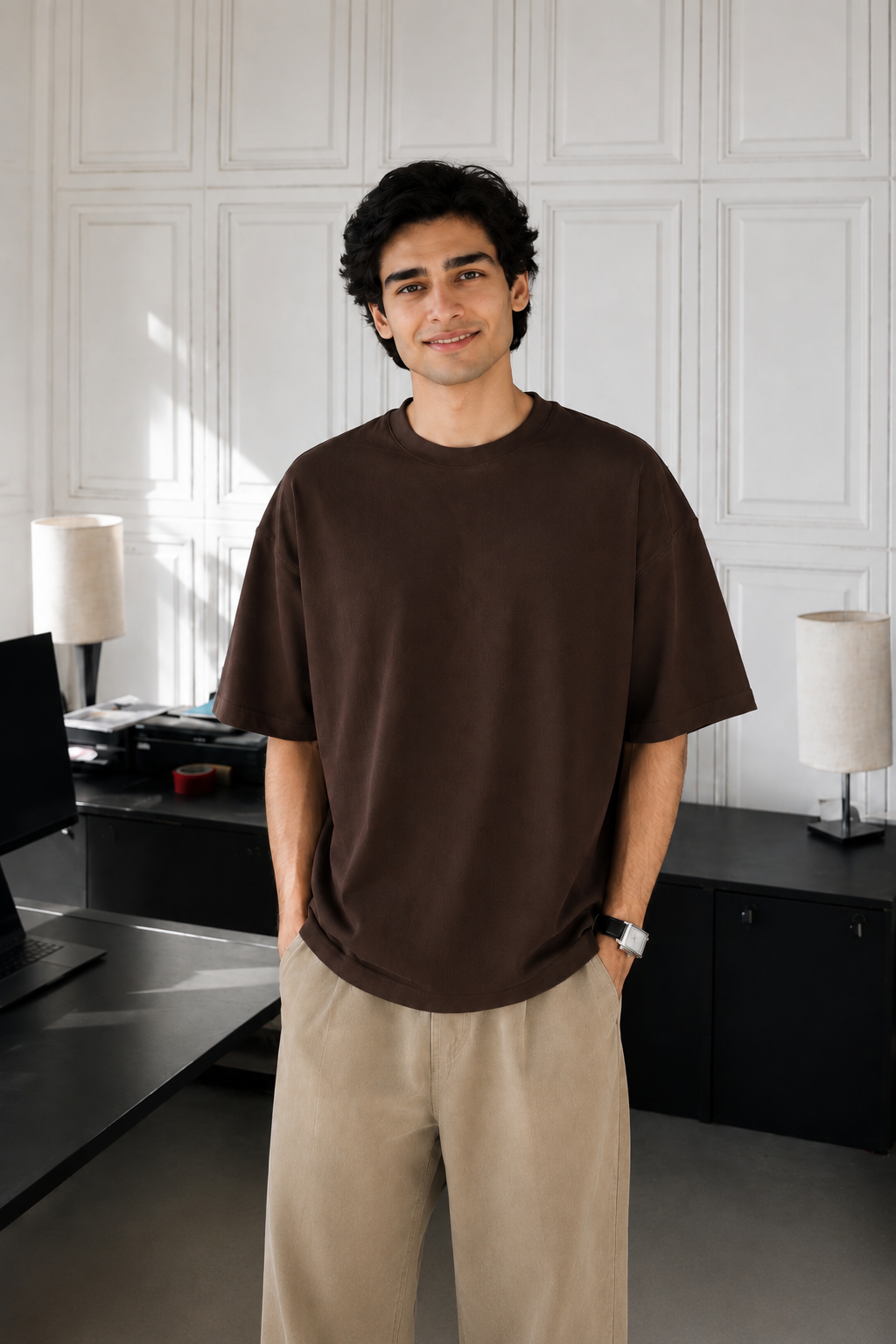 Relaxed fit brown tee